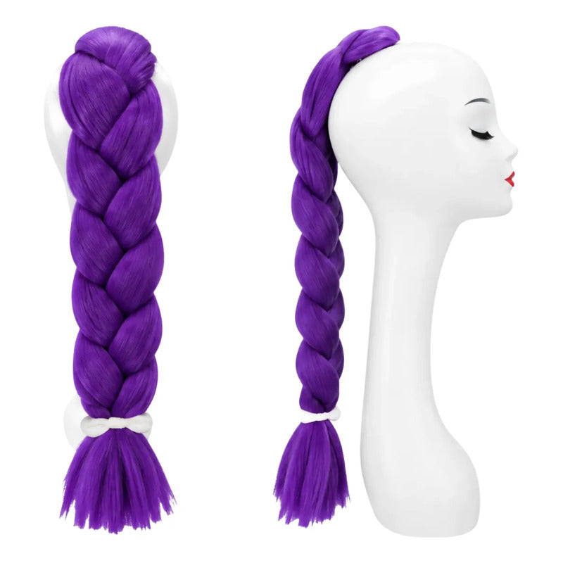 Extensión Peluca Trenzada Para Disfraces Color Lila (60cm) Violeta Oscuro Standar