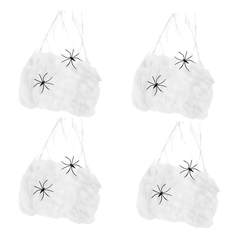 Pack Telaraña Halloween Decoración Color Blanco (4 Unidades)