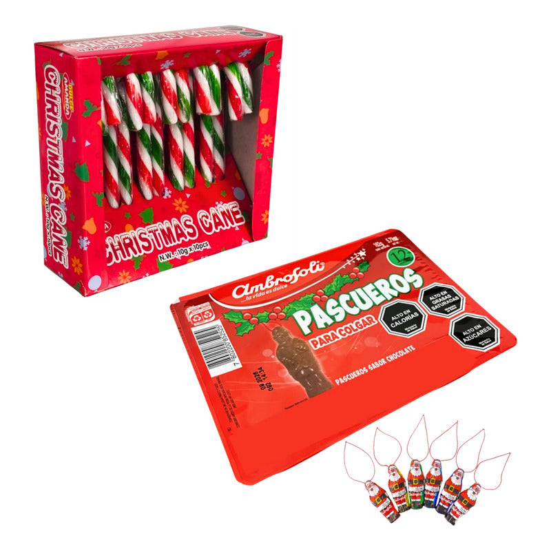 Bastones Y Pascueros De Chocolate Para Colgar Arbol Navidad