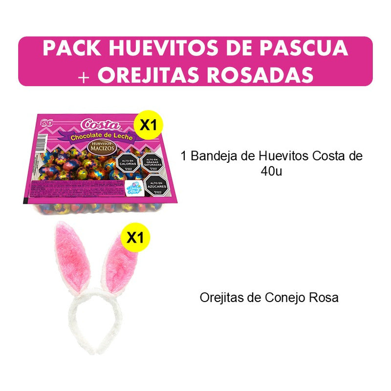 Huevitos De Pascua Costa 40 Un + Orejitas De Conejo Rosa