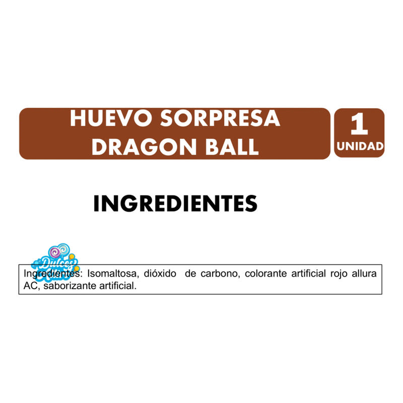 Huevo Sorpresa Dragon Ball Super Con Caramelo Sin Azúcar