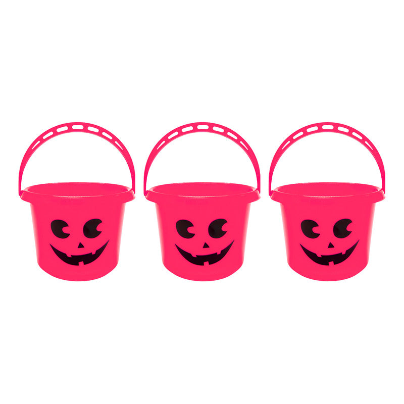 Baldes De Halloween Color Fucsia Calabaza Pack De 3 Un