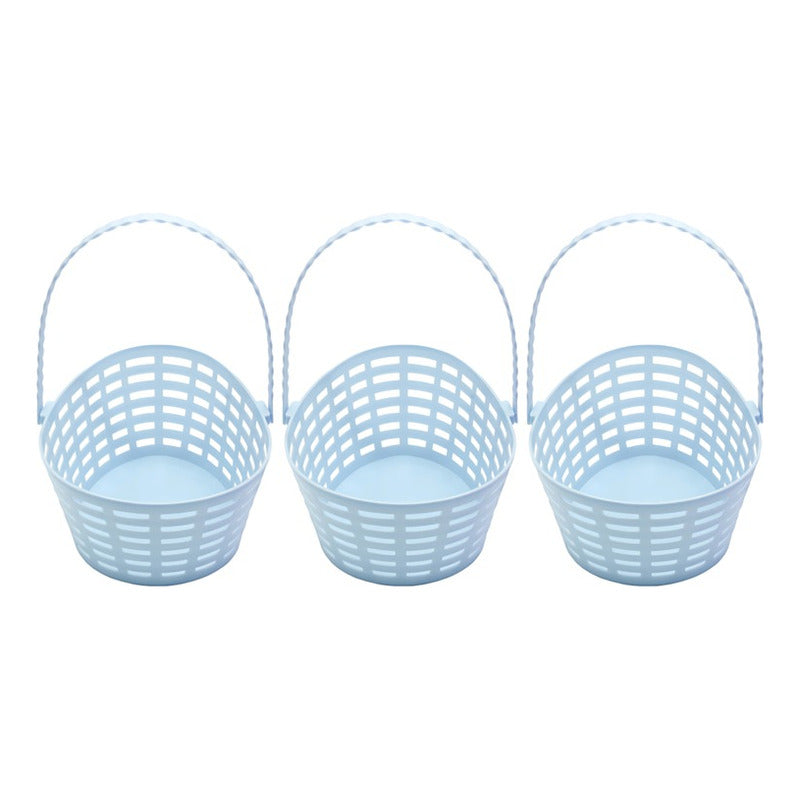 Canasta De Pascua Para Huevitos - Color Celeste (pack 3 Uni)