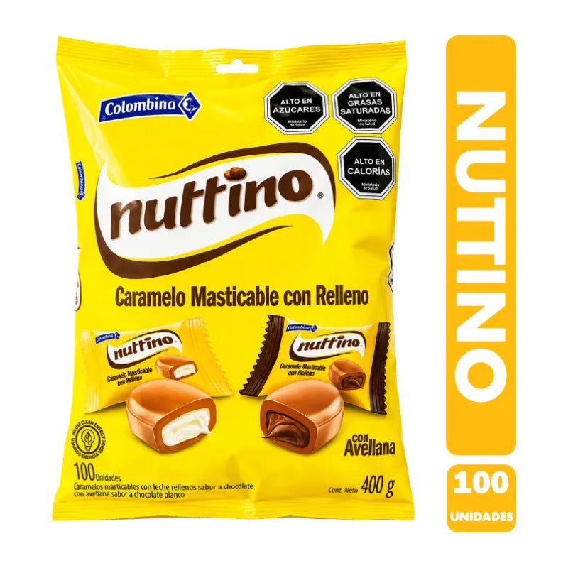 Nuttino Caramelo Masticable Con Relleno Libre De Gluten 100u