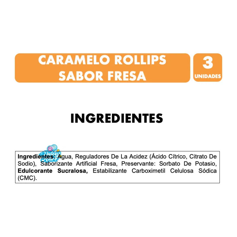 Caramelo Rollips Transformers Sabor Fresa Sin Azúcar Pack 3u
