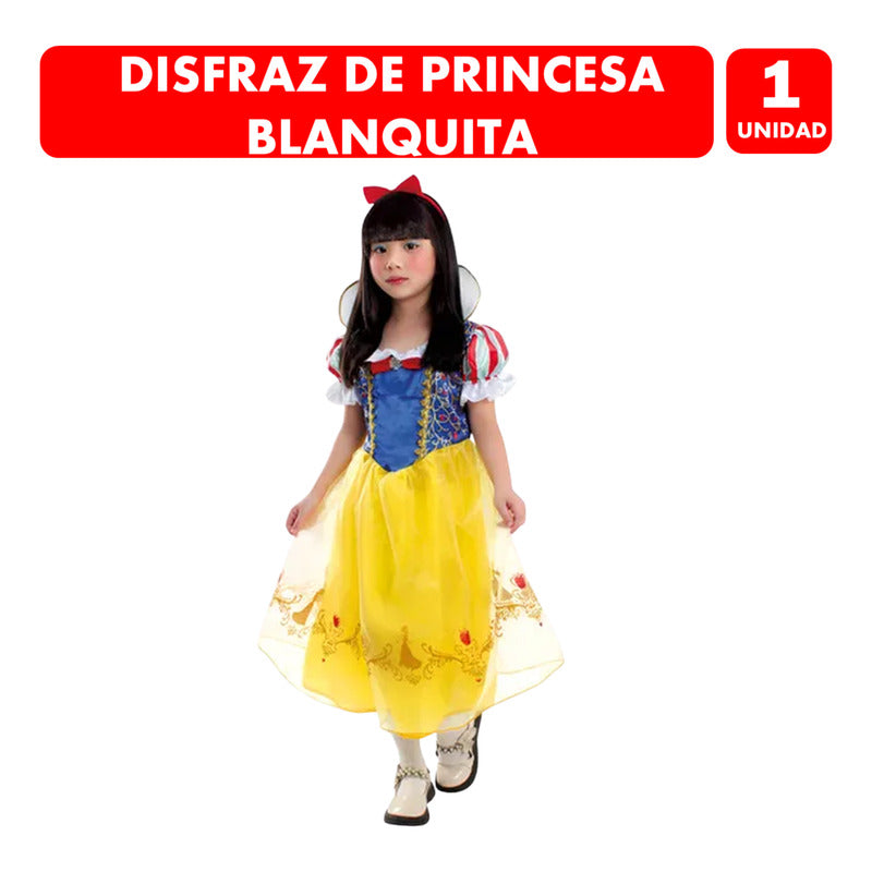 Disfraz Princesa Blanquita Con Cintillo Infantil Niña Amarillo 3-4