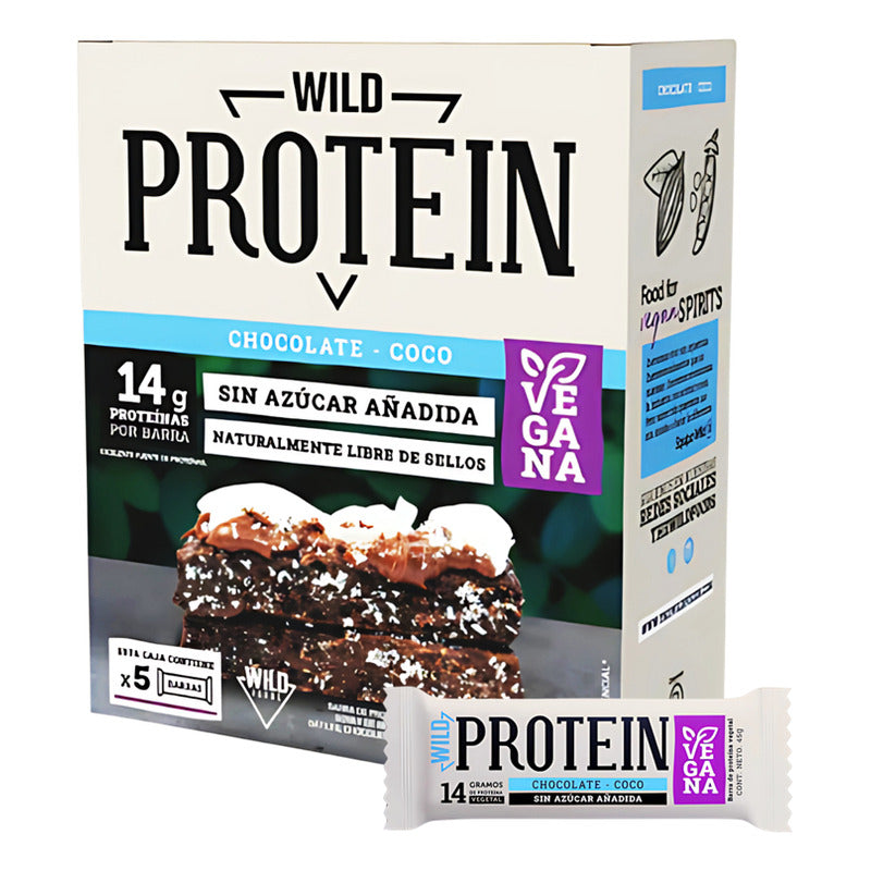 Barrita Wild Protein Chocolate Coco - Vegana (caja Con 5 Un)