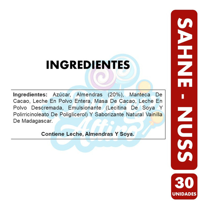 Chocolates Sahne Nuss De 30g - Individual (caja Con 30 Uni)