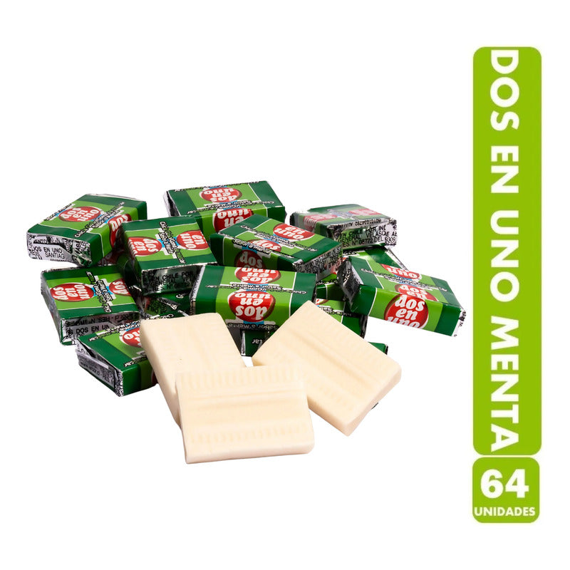 Dos En Uno Sabor Menta - Chicle Clásico (caja Con 64 Uni)