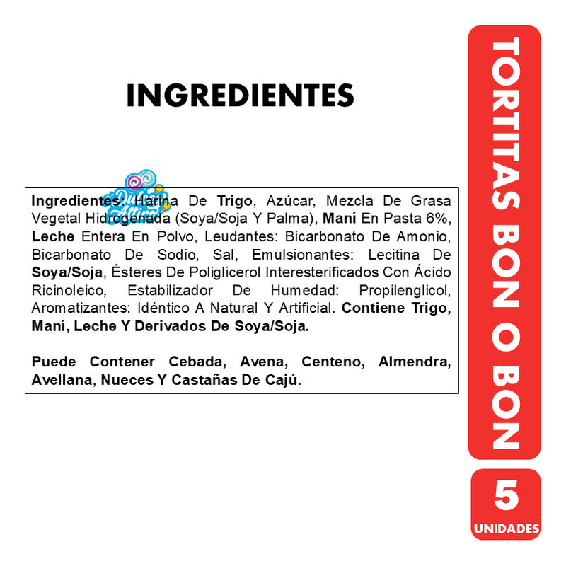 Galletas Tortitas Bon O Bon Relleno De Maní - Pack 5 Uni