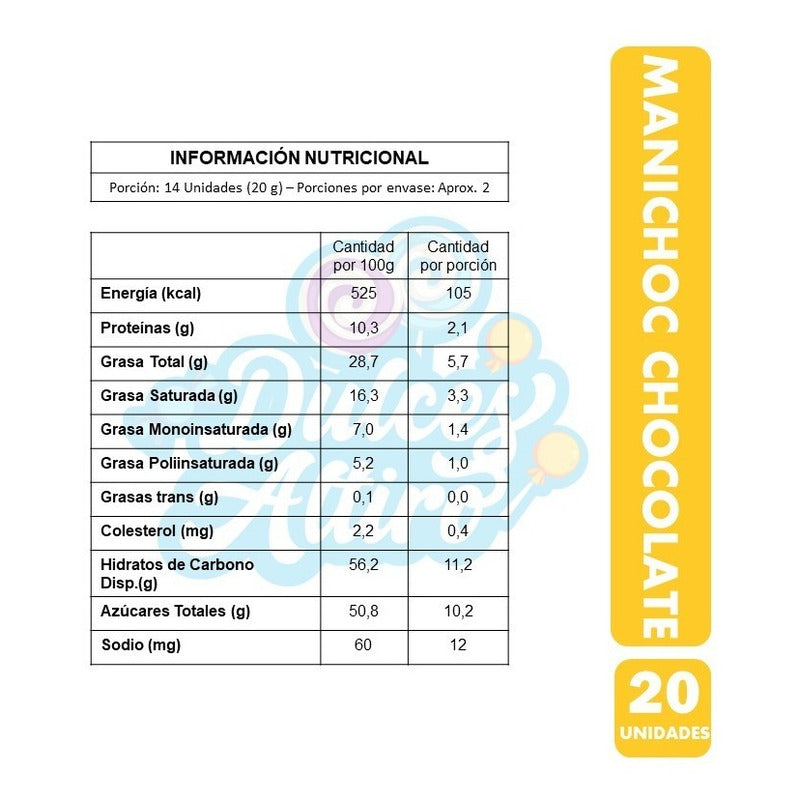 Manichoc, Sabor Chocolate De Leche, De Fruna - Pack De 20un.