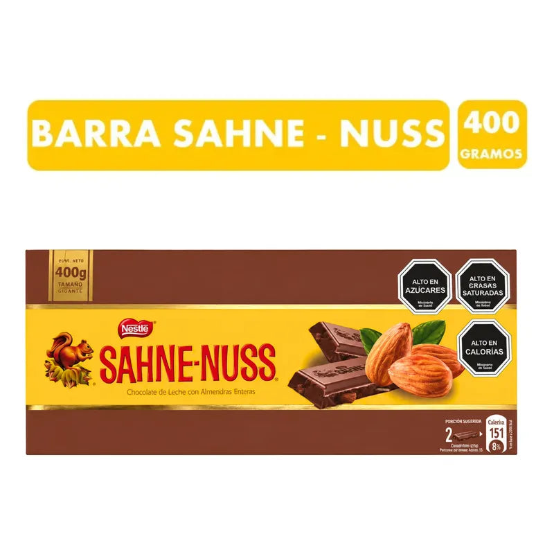 Chocolate Sahne Nuss Gigante Barra 400g Especial Para Regalo