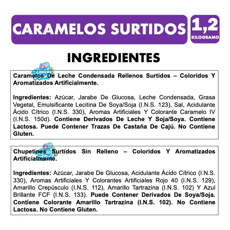 Dulces Caramelos Para Piñatas Berbau Mix Sin Gluten (1,2kg)