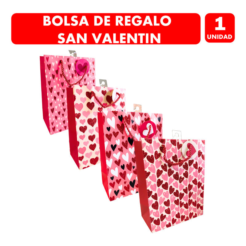Bolsa De Regalo Corazones Glitter Surtido 18x23 - Unidad Surtido Corazones Glitter