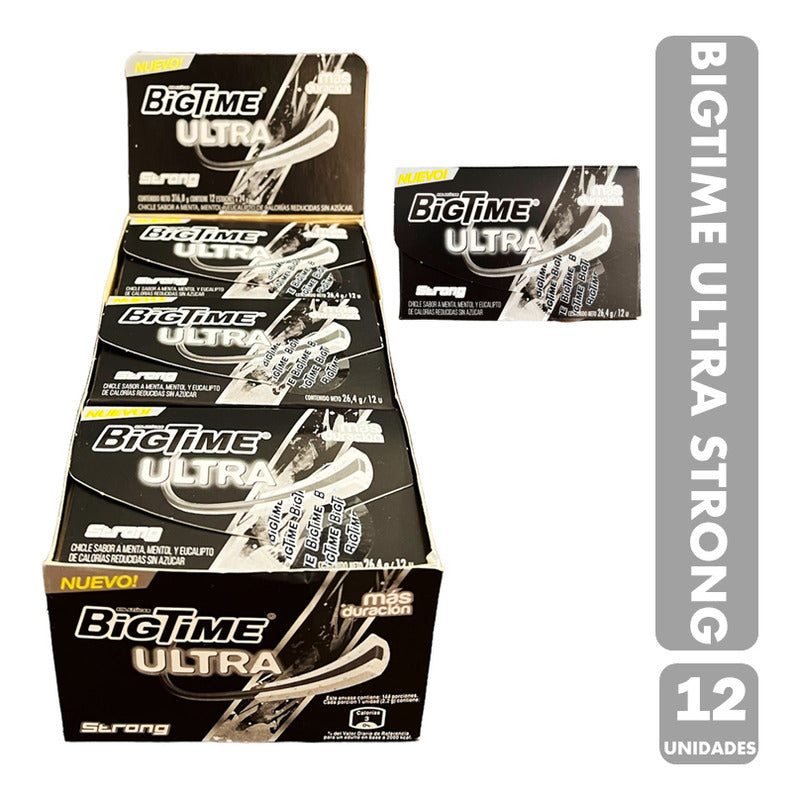 Chicle Bigtime Ultra Strong Sin Azúcar (display 12 Unidades)