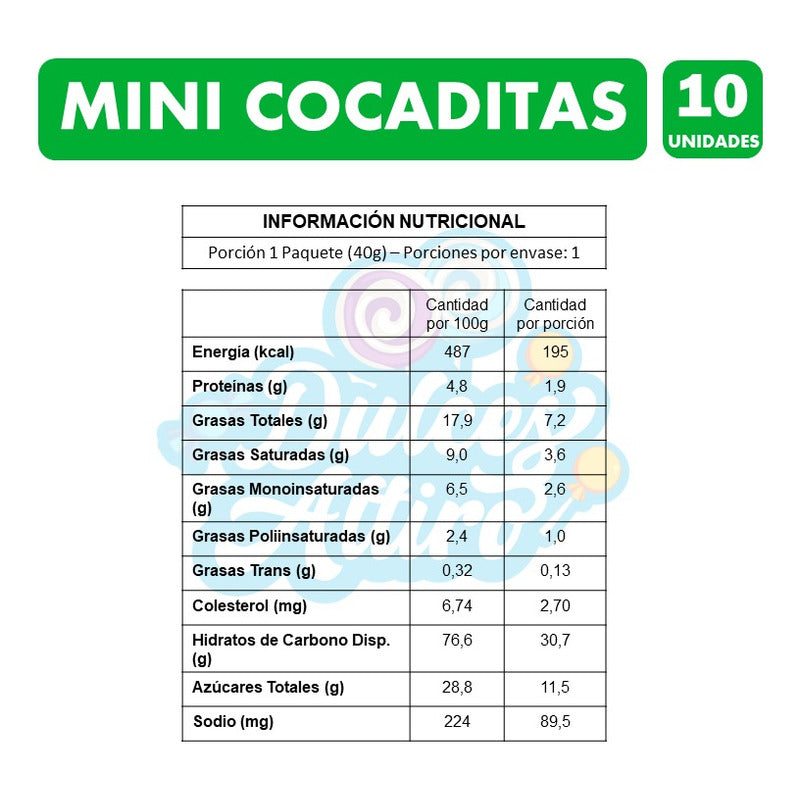 Mini Cocaditas Costa- Galletas Para Colación (pack Con 10u)