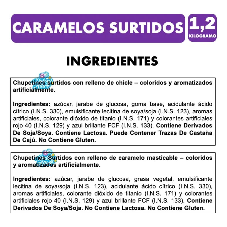 Dulces Caramelos Para Piñatas Berbau Mix Sin Gluten (1,2kg)