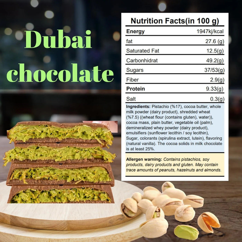 Chocolate Dubai Viral De Pistacho - Barra Viral (95 Gramos)