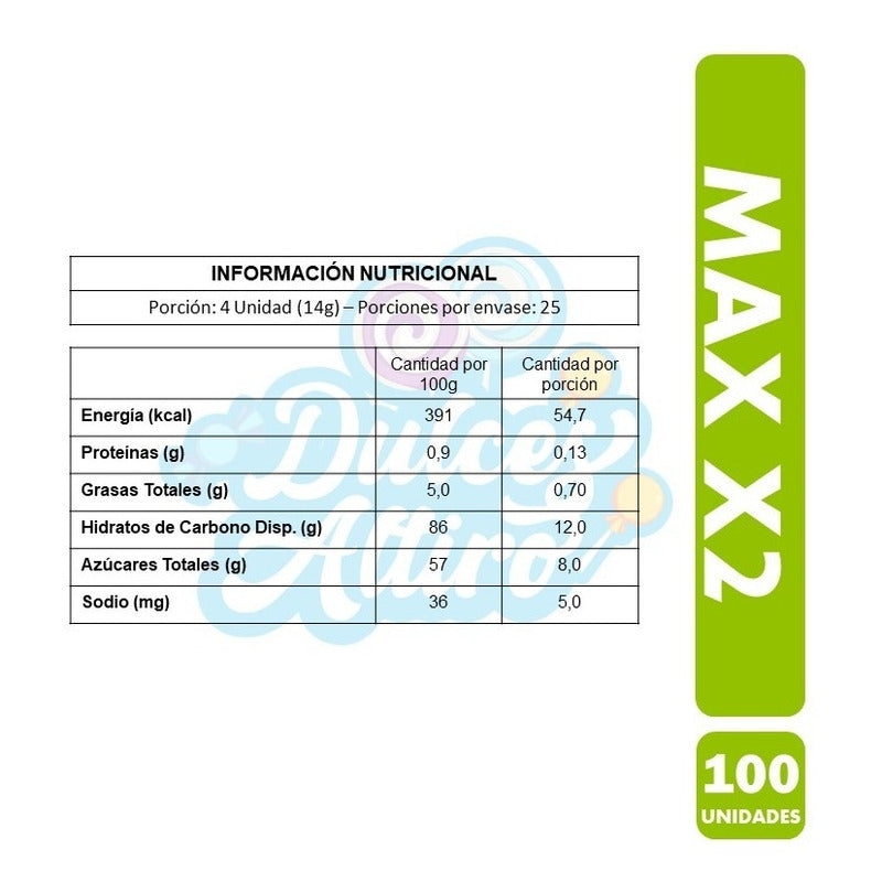 Masticables Max X2, Colombina - Dulces Rellenos (100 Uni).