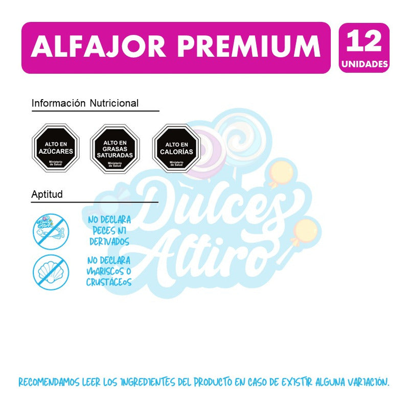 Alfajor Premium Calaf, Alfajor Doble (caja Con 12 Unidades).
