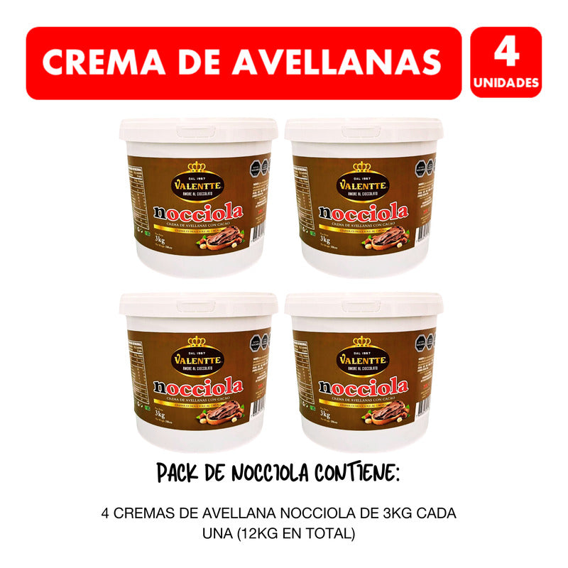 Crema De Avellanas Valentte - Premium De 3kg (pack De 4un)