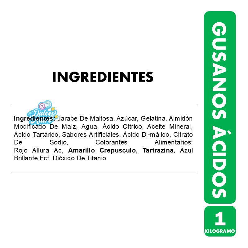 Gusanos Acidos - Gomitas En Forma De Gusanos (bolsa De 1kg)