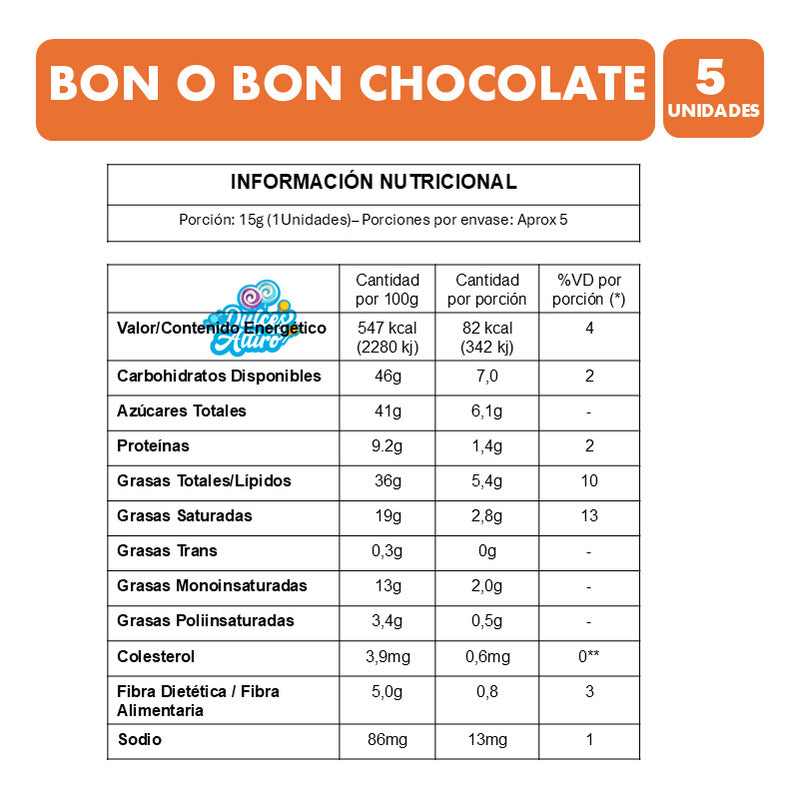 Bon O Bon Especial Halloween Sabor Chocolate - Bolsa 5 Uni