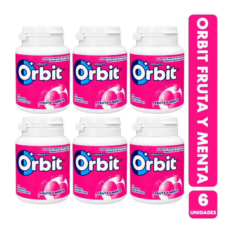 Chicle Orbit Fruta Y Menta Envase Rosado (pack 6 Unidades)