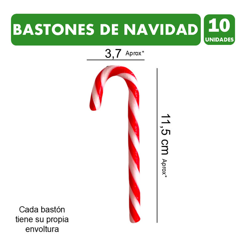 Bastones De Navidad Ambrosoli (contiene 10 Unidades)
