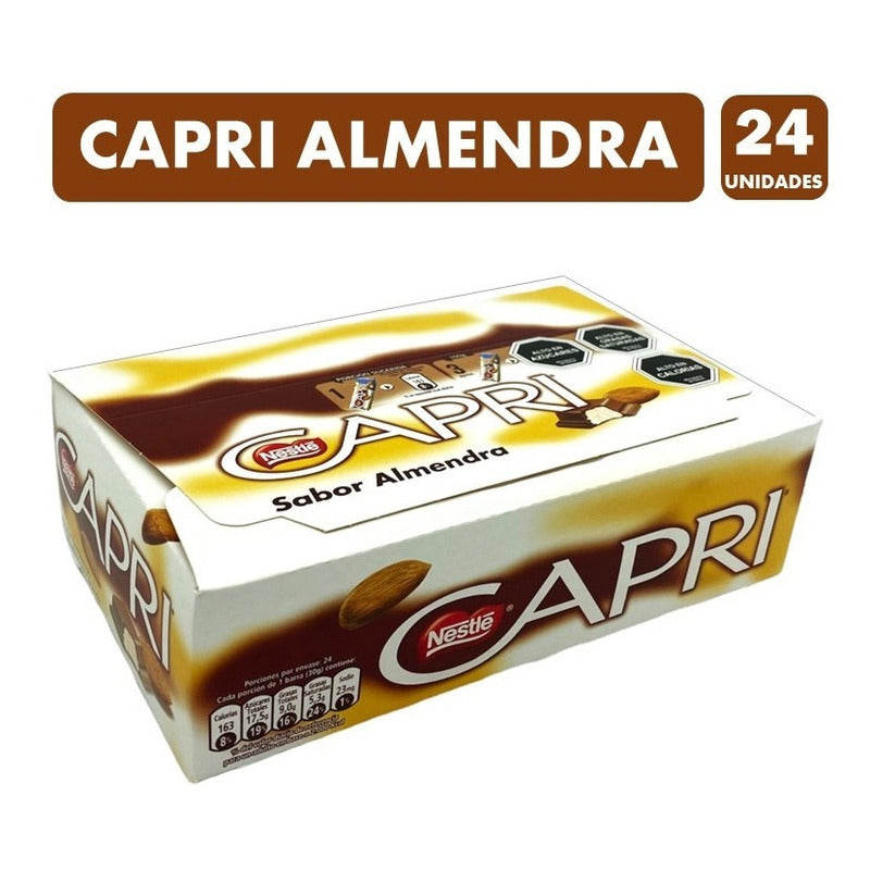 Chocolate Capri Almendra ( Contiene 24 Unidades)