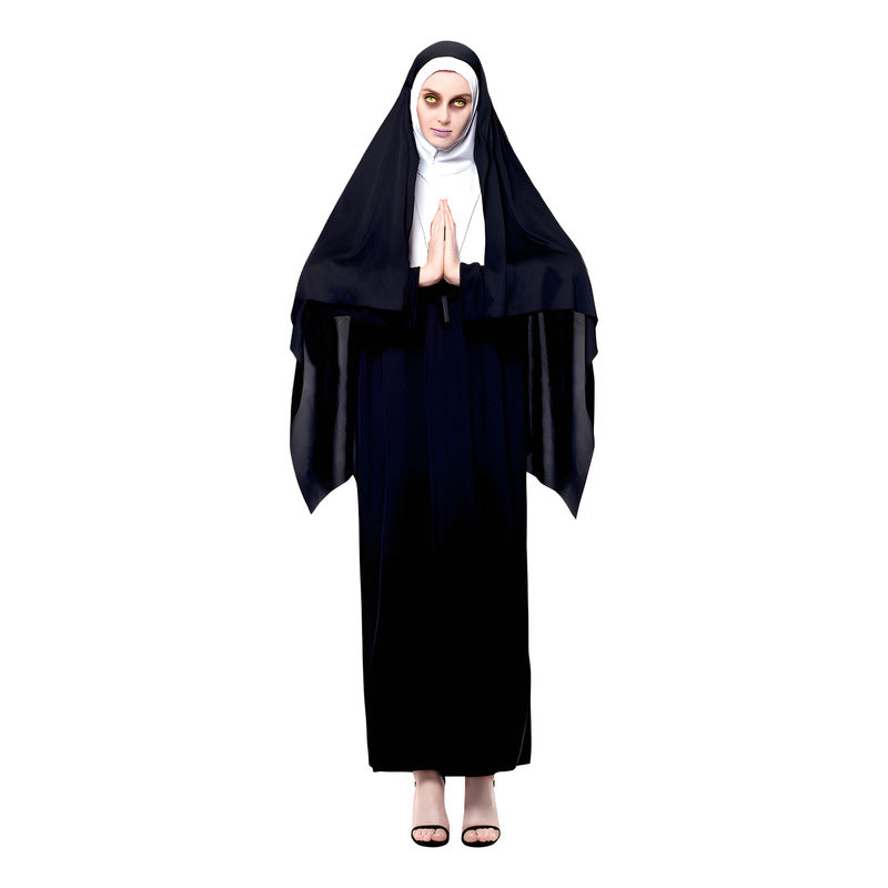 Disfraz Monja Para Adultos Especial Noche De Halloween Mujer Negro M