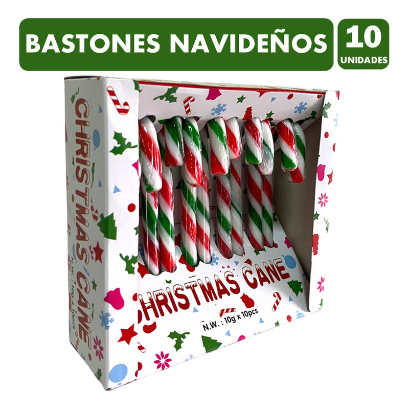 Bastones Navideños Para Colgar En Navidad (caja De 10u)
