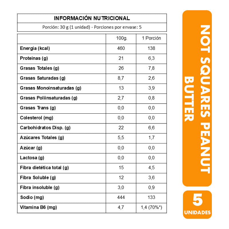 Not Squares Peanut Butter De Not Co (contiene 5 Unidades)
