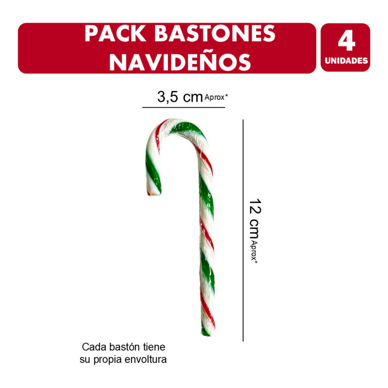 Bastones De Navidad Para Colgar Árbol - Pack 4 Unidades