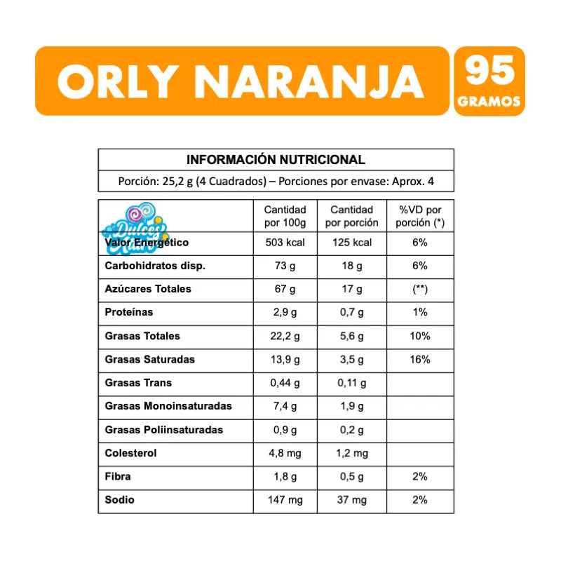 Chocolate Orly Naranja De Ambrosoli (barra 95 Gramos)