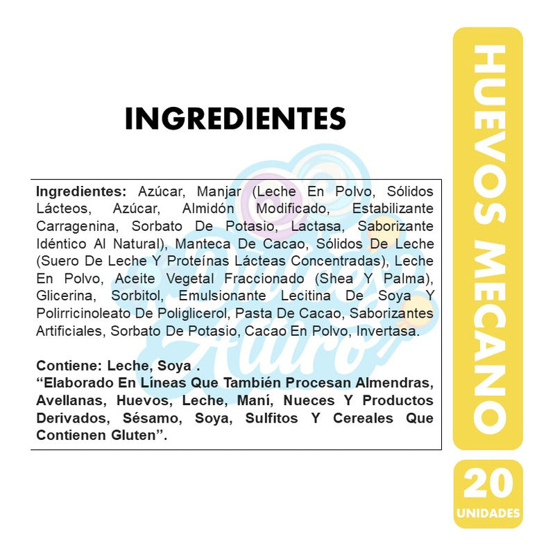 Huevos De Pascua Mecano Blanco Relleno Manjar (bandeja 20 U)