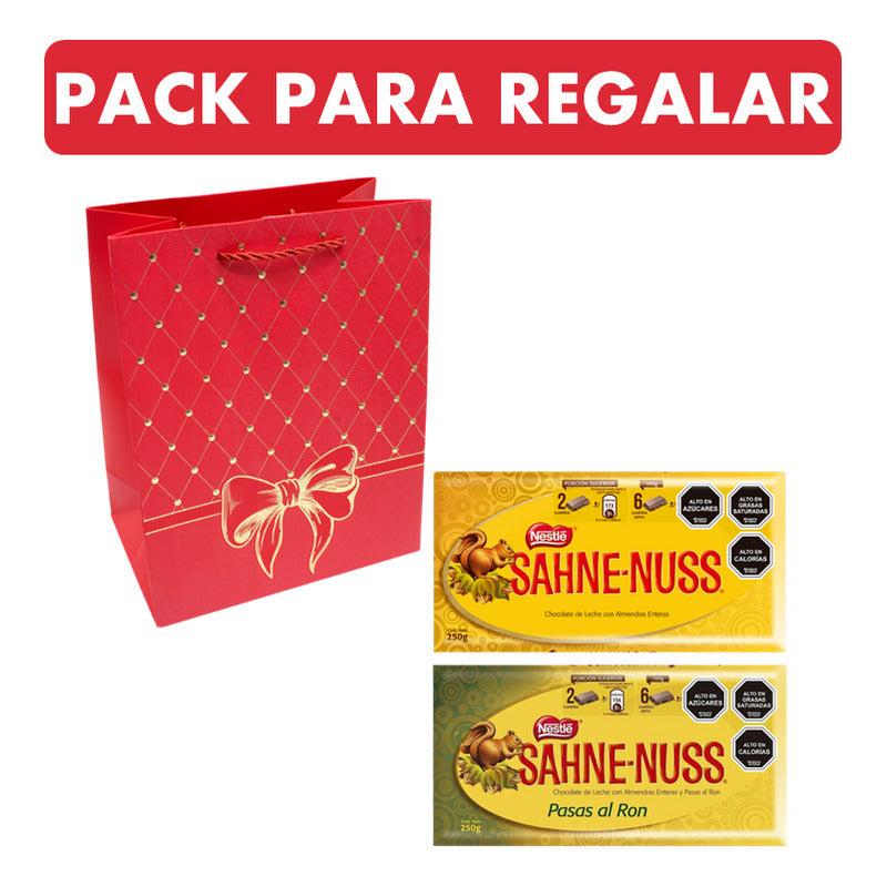 Pack Chocolates Sahne - Nuss Clásico Y Pasas Al Ron + Bolsa
