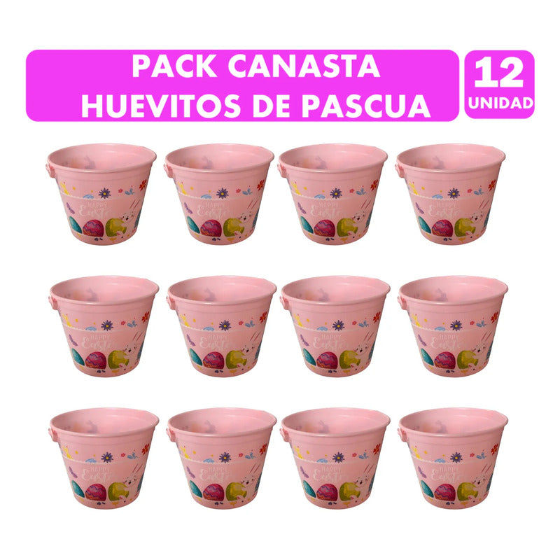 Pack 12 Baldes Para Huevitos Especial Pascua (color Rosa)
