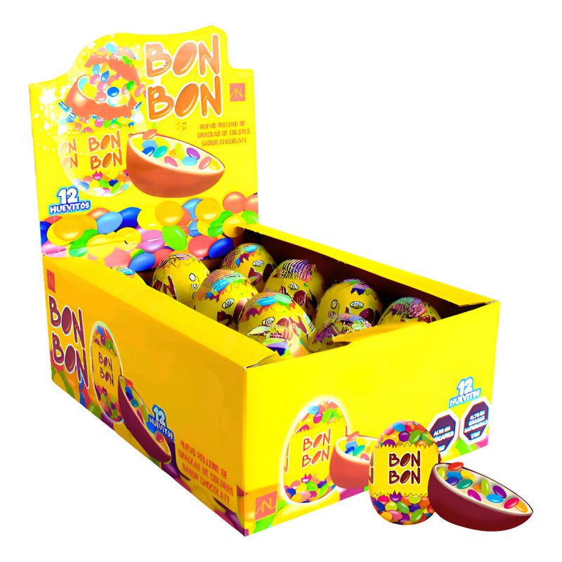 Huevo Bon Bon De Chocolate Con Grageas De Colores - 12 Uni