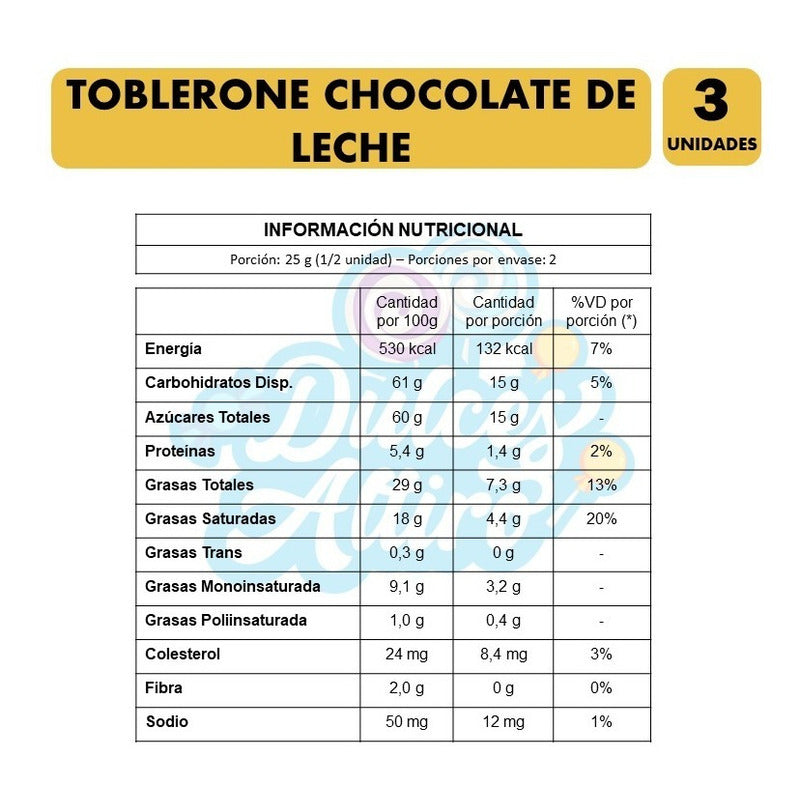 Chocolate De Leche Toblerone - Pack De 3 Unidades De 50g C/u