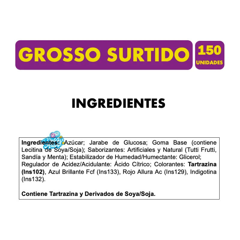 Chicles Grosso Sabores Surtidos (display Con 150 Unidades)