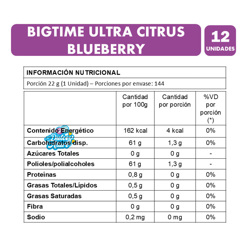 Chicle Bigtime Ultra Citrus Blueberry (display 12 Unidades)