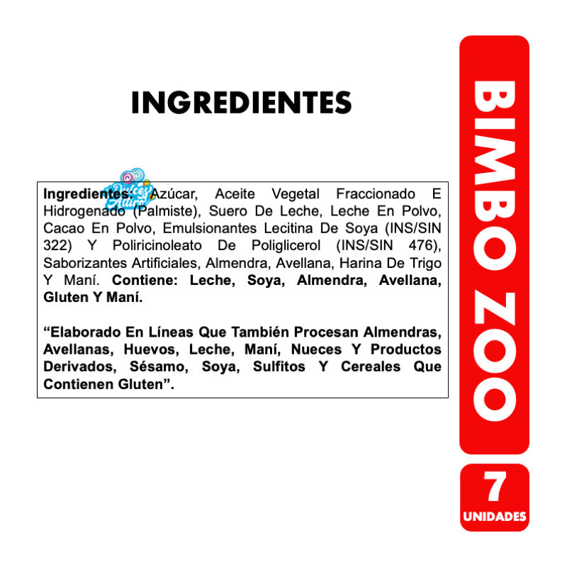Paleta De Chocolate Bimbo Zoo De Ambrosoli - Caja Con 7 Uni