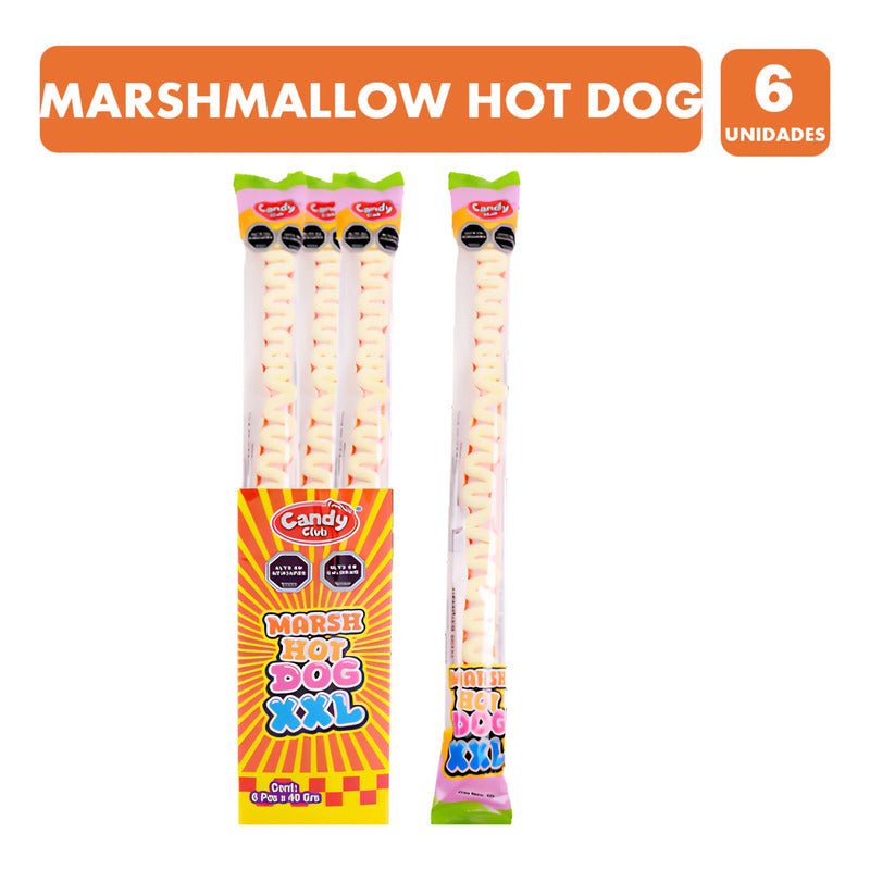 Marshmallow En Forma De Hot Dog Xxl (display 6 Unidades)