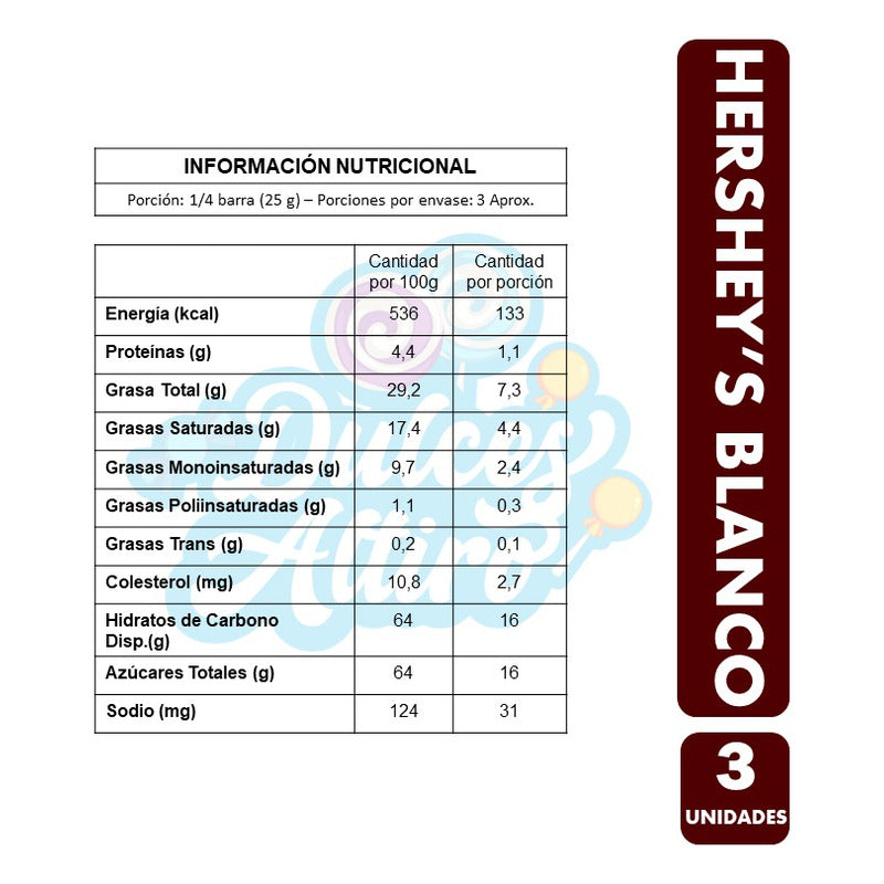 Tableta Hershey's Chocolate Blanco - (pack De 3 Unidades)