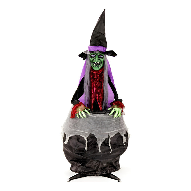 Bruja Con Caldera Animatronic Con Movimiento Deco Halloween