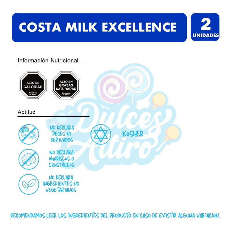 Costamilk Excellence De Costa (pack Con 2 Barras)