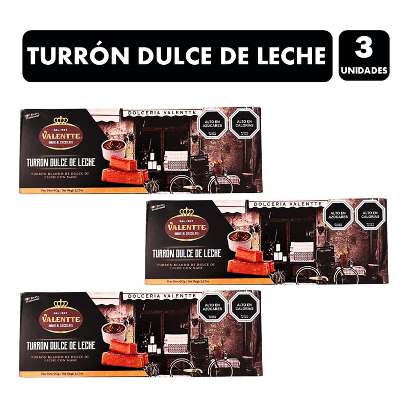 Turrón De Maní Dulce De Leche Valentte (pack 3 Unidades)