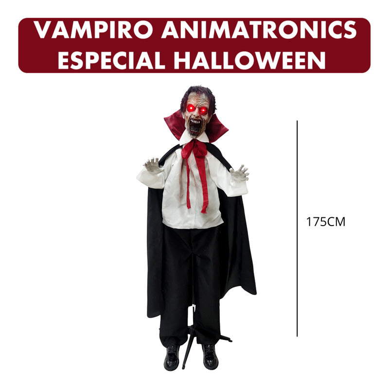 Vampiro Animatronics Con Movimiento Y Sonido Halloween 175cm