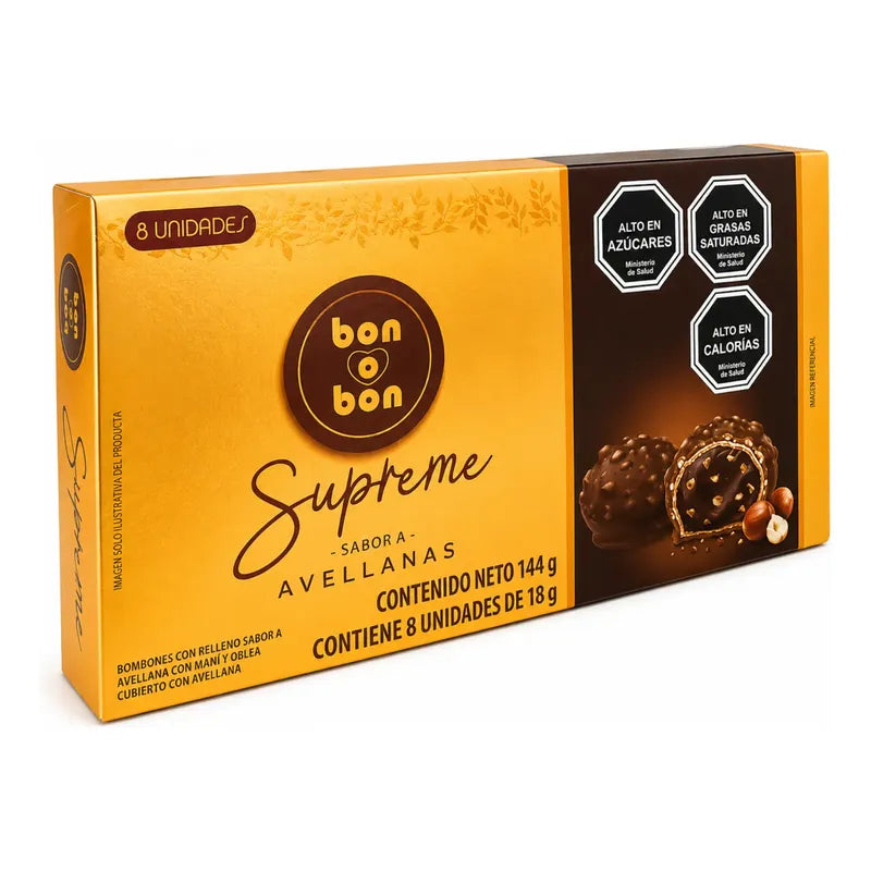 Bombones Bon O Bon Supreme Sabor Avellana Caja 8 Unidades
